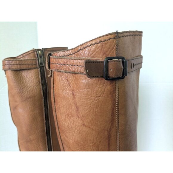 Frye Carmen Boots Womens Size 8.5 Tan Brown Tall Leather Zip Western Riding - Picture 7 of 11